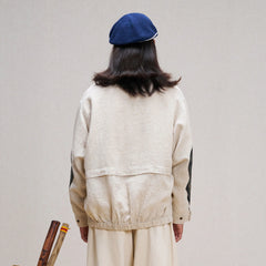UNLIMITED MOTE Patched Elbow Multi-Pocket Linen Jacket