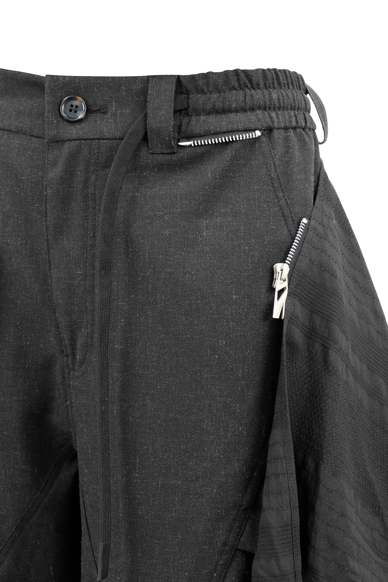 RELABEL Detachable Drape Linen-Blend Cargo Dark Gray