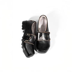 REWRITE×NO SENSE Leaf Cowhide Velcro Loafers