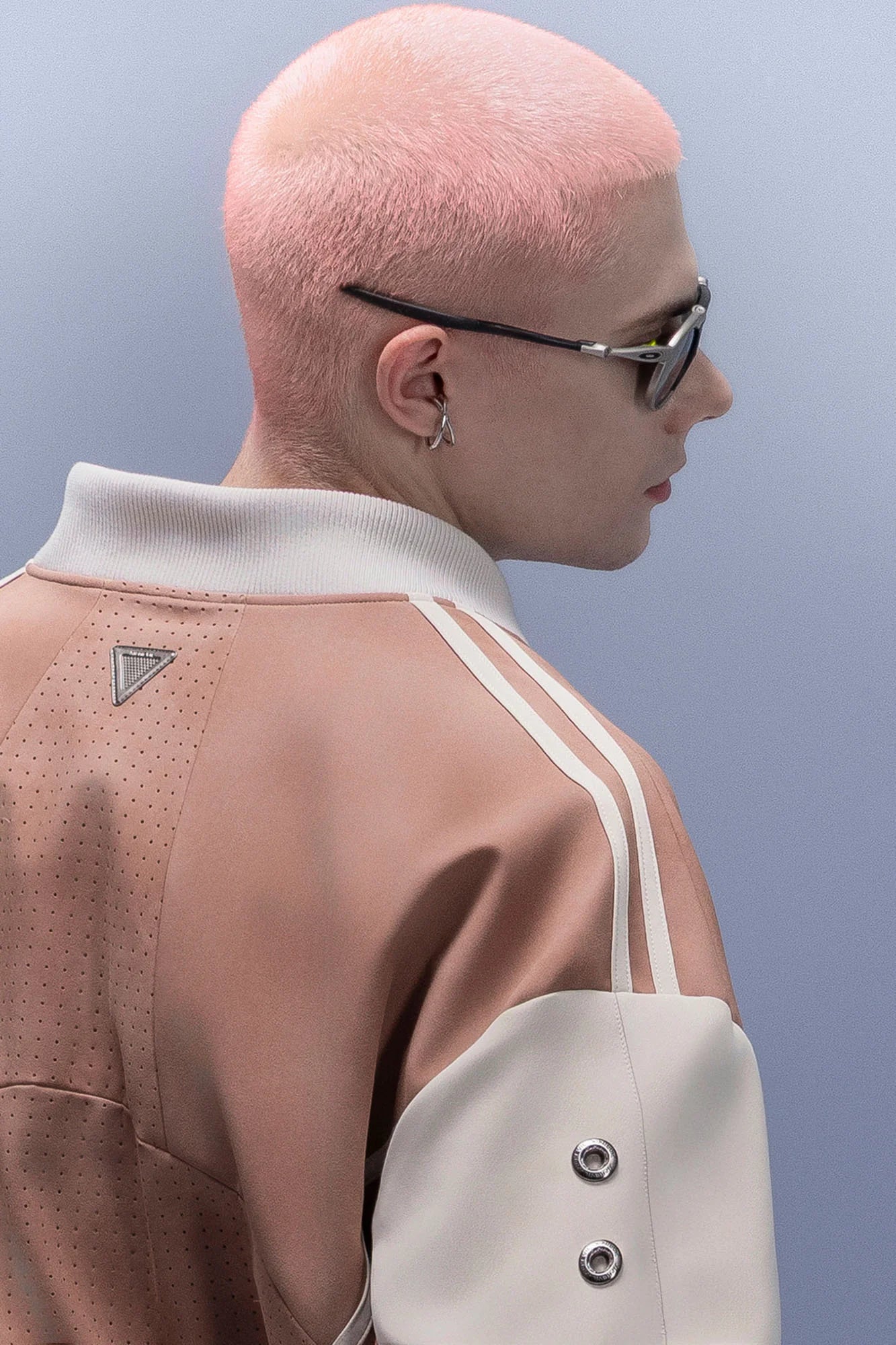 XIPHEVIL Faux Suede Embroidered LOGO Bomber Brown