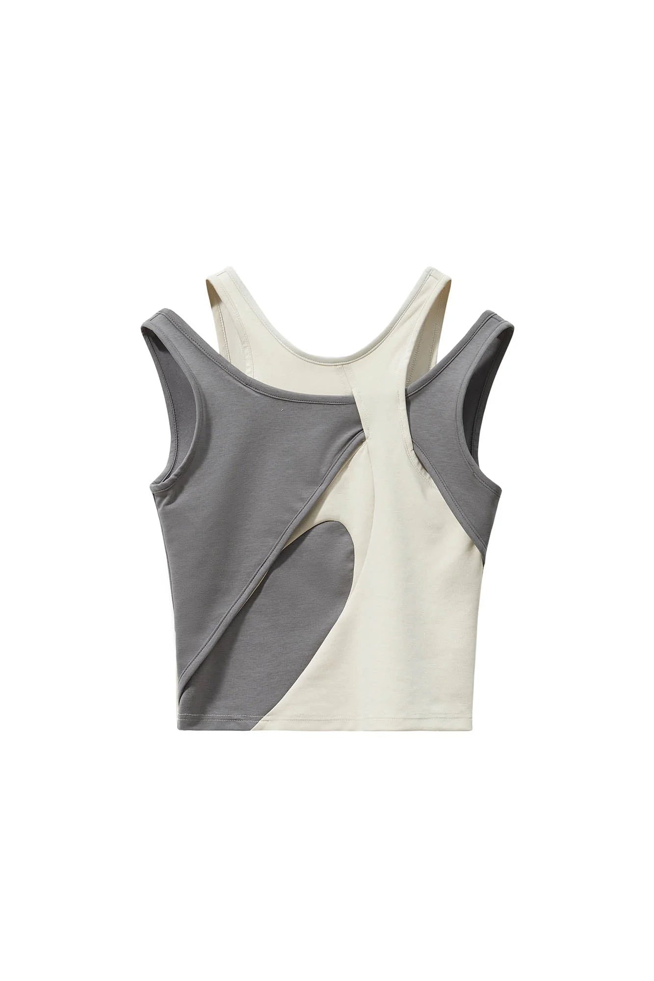 ERROR CODE ROBOT Asymmetrical Contrast Layered Tank Top