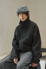 GONGHE REPUB High-Neck Woolen Crop Jacket