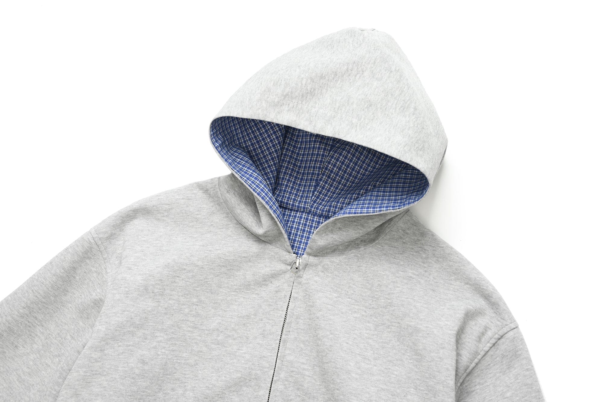 OKAYTHXBYE Houndstooth-Lined Zip-Up Hooded Jacket