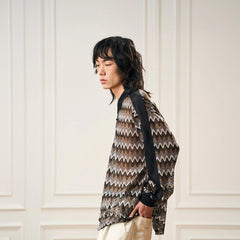 EPIC POETRY Geometric Ripple Knitted Shirt Highland