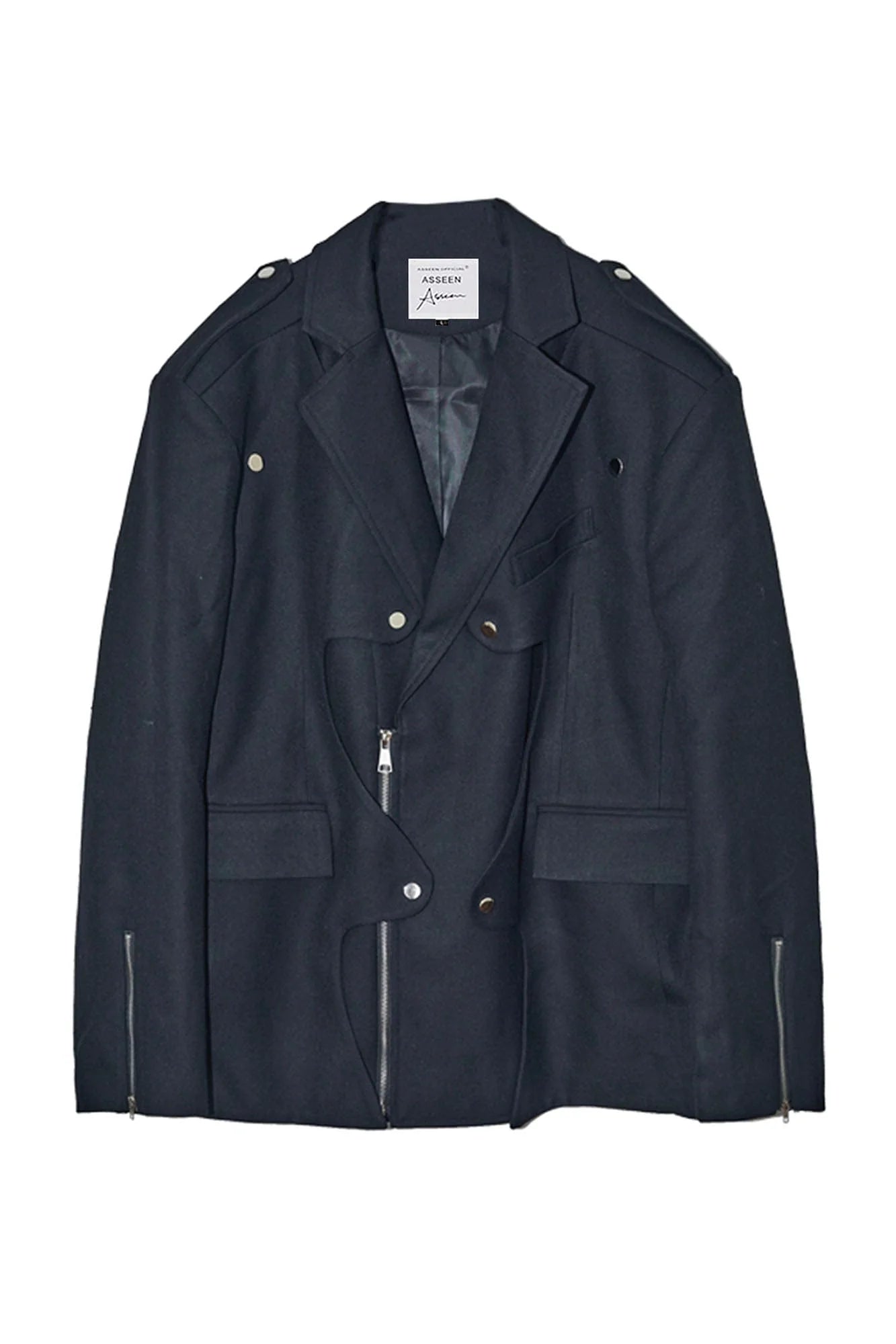 ASSEEN Deconstructed Ripple-Panel Zip Blazer