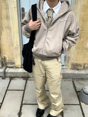 ESAIAS Wool Blend Panel Boxy Hooded Jacket