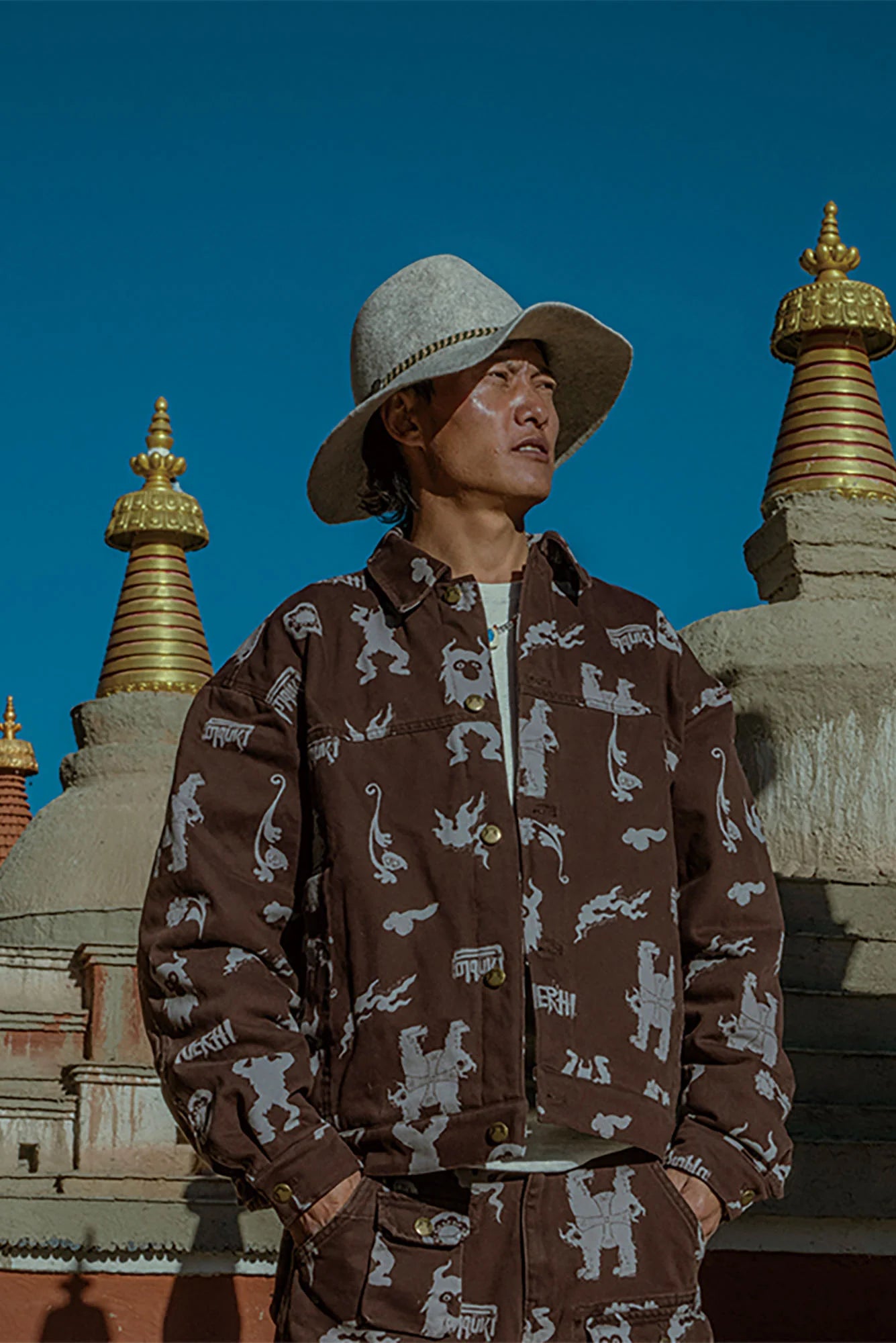 NERHI Tribal Totem Full-Print Shirt Jacket