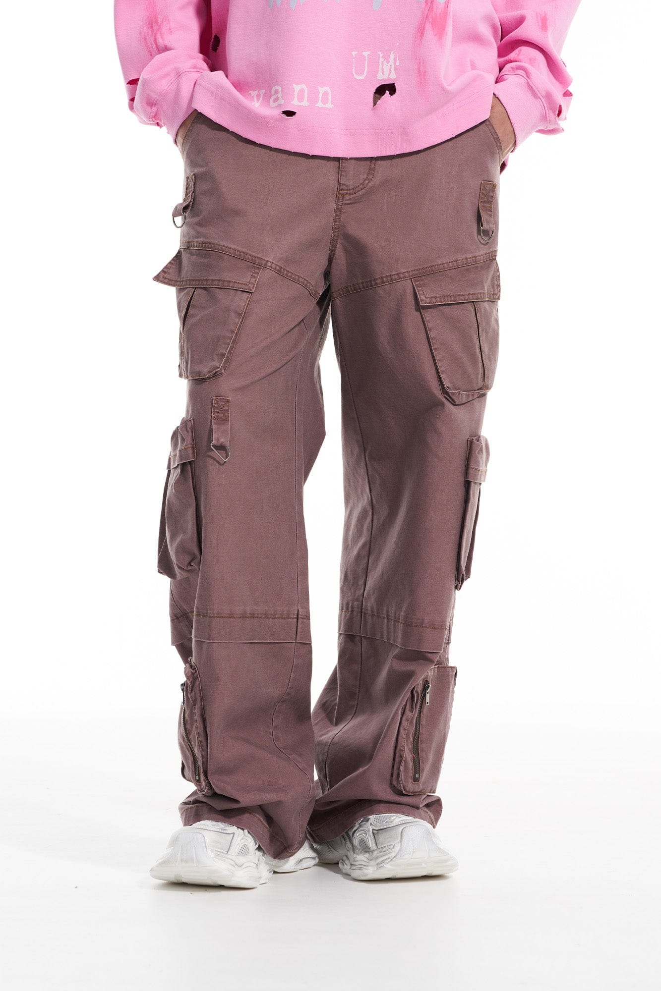 VANN VALRENCE Multi-Pocket Oversized Cotton Cargo Pants
