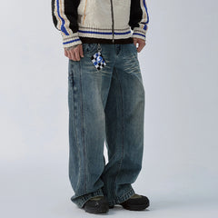 F2CE Double Waistband Washed Wide-Leg Jeans