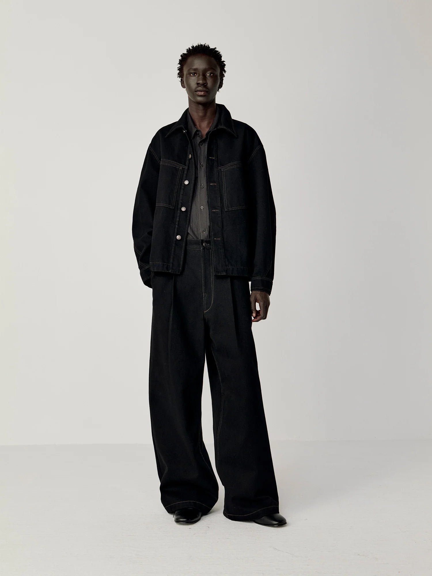OPICLOTH Washed Patch-Pockets Curved-Cuffs Jacket