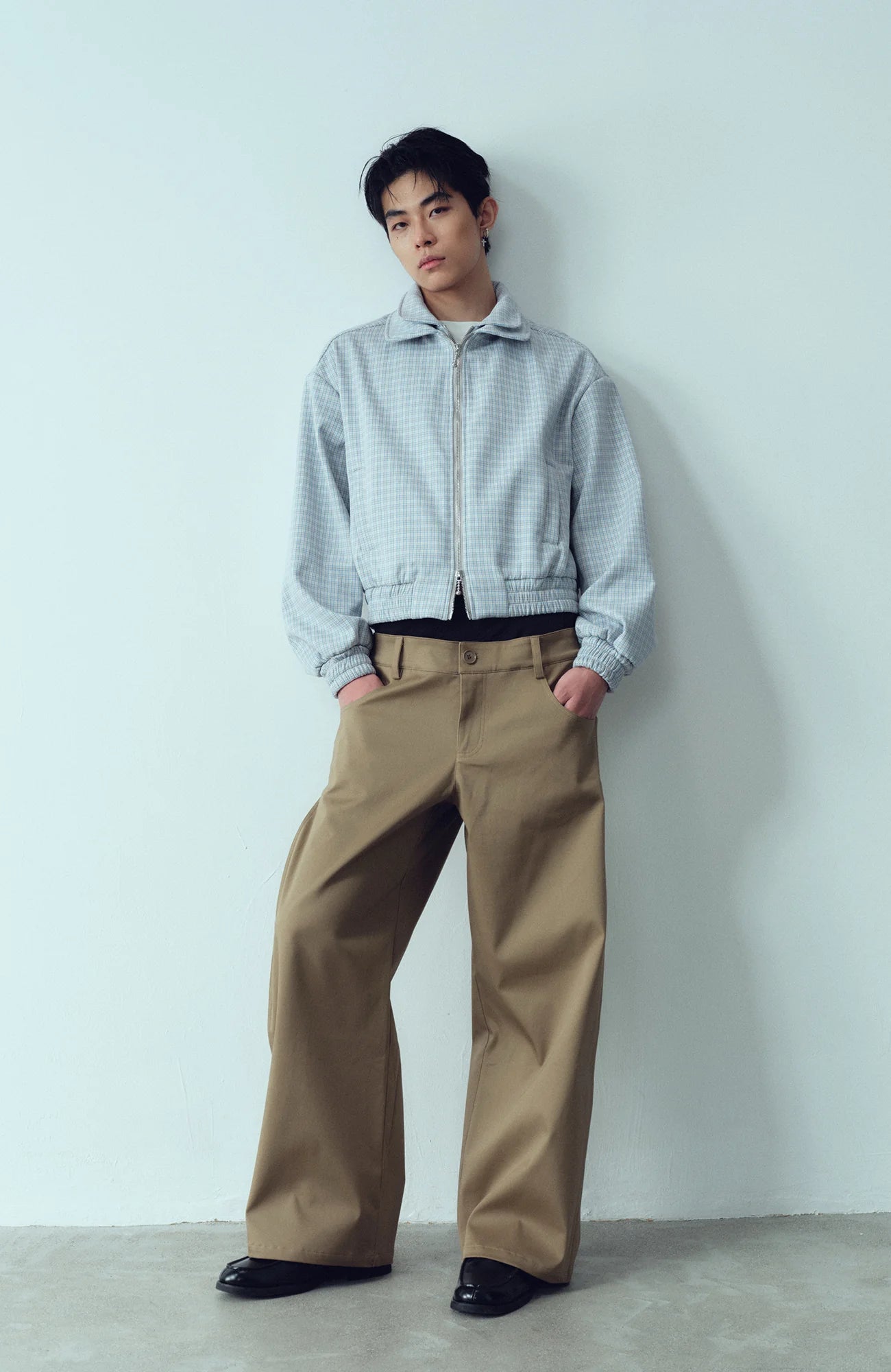 KADAKADA Double-Layer Collar Reversible Plaid Jacket
