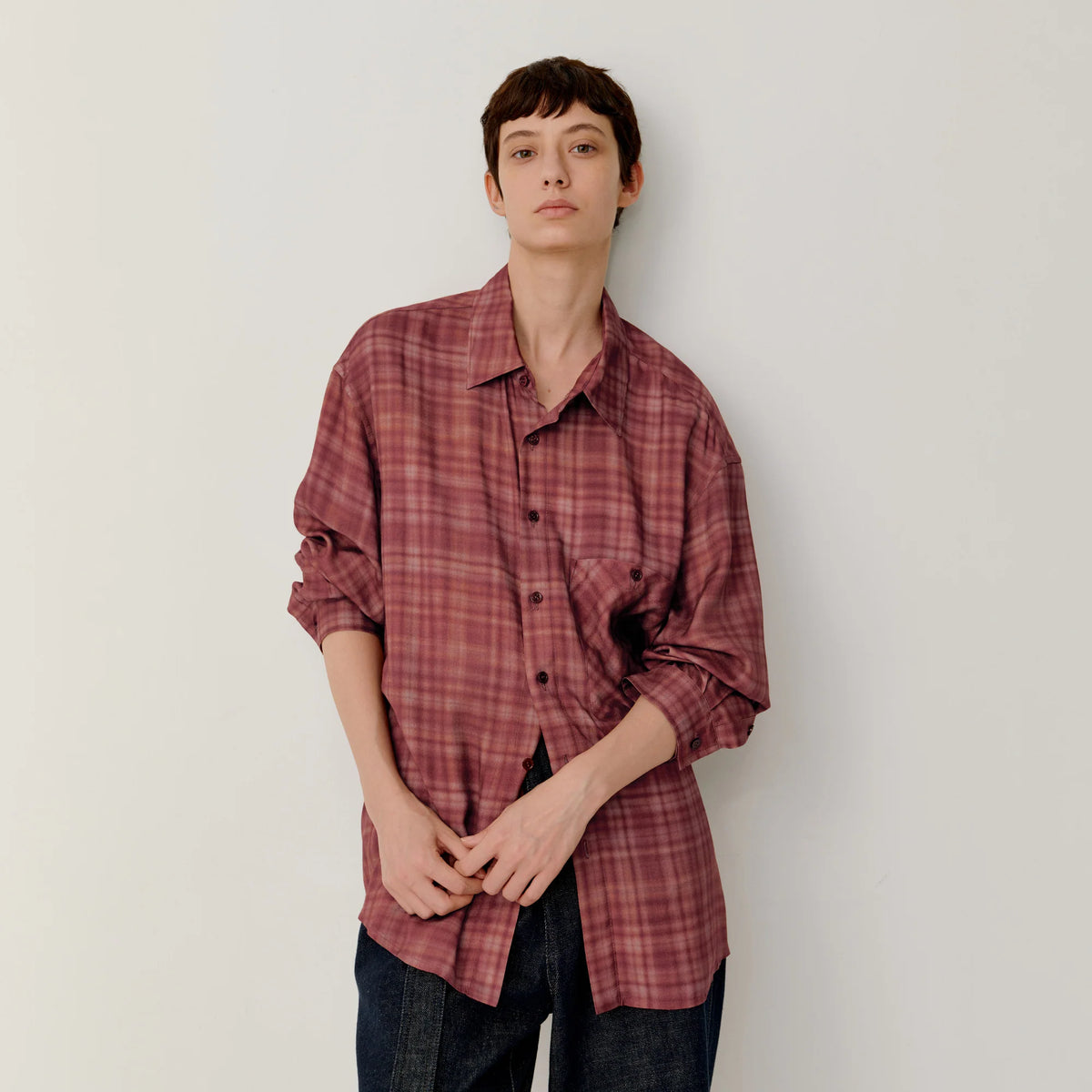 OPICLOTH Classical Oversized Plaid Shirt