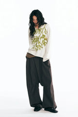 1997 POSTOFFICE Sesame Leaf Embroidered V-Neck Hoodie