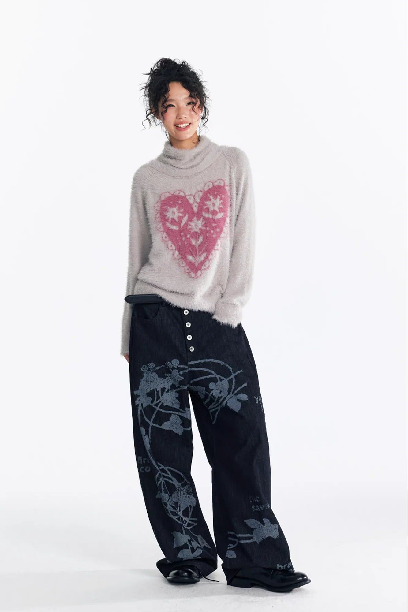 1997 POSTOFFICE Lilac Vine Full-Print Curved Jeans