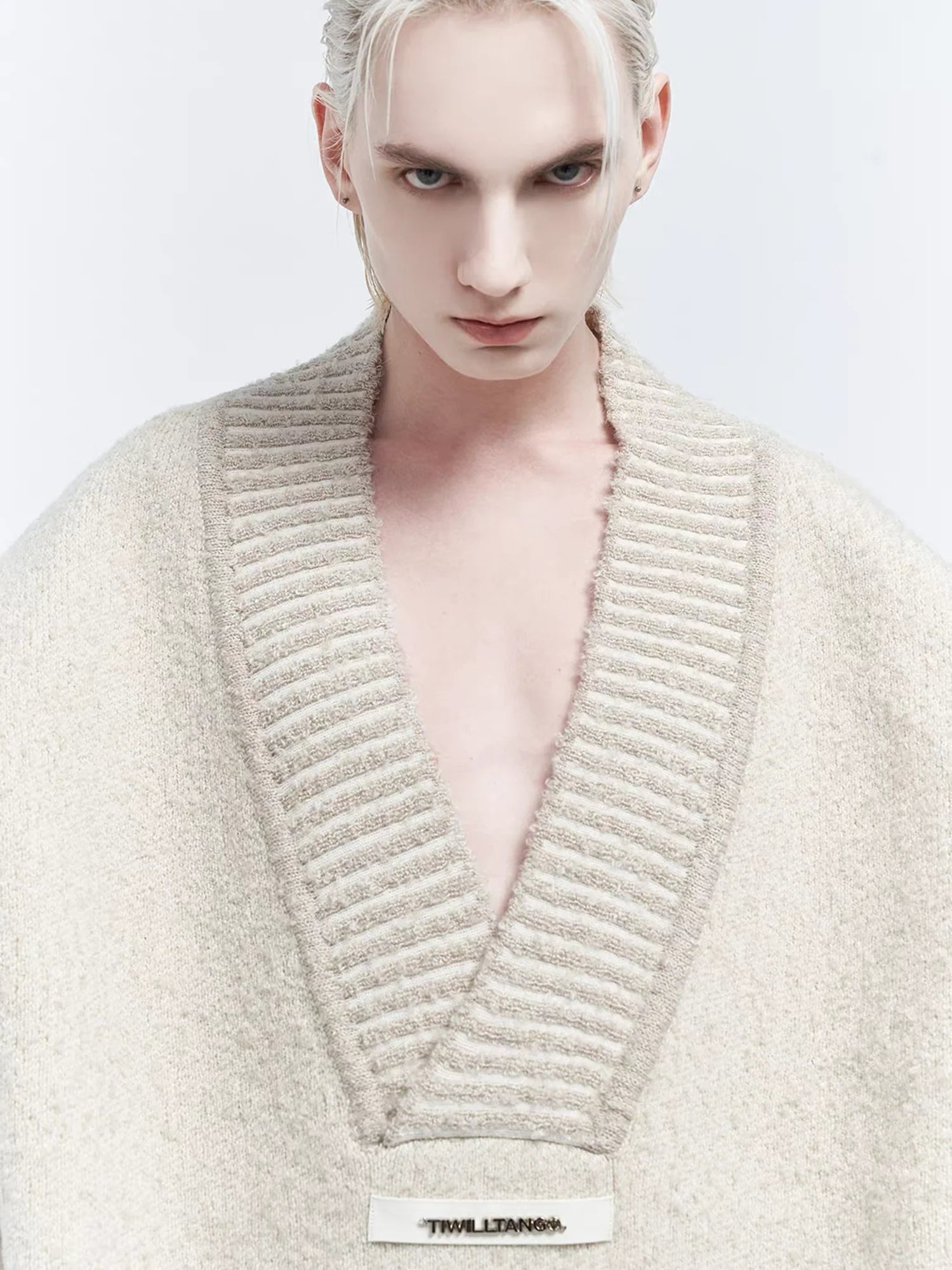TIWILLTANG Retro Oversized V-Neck Sweater