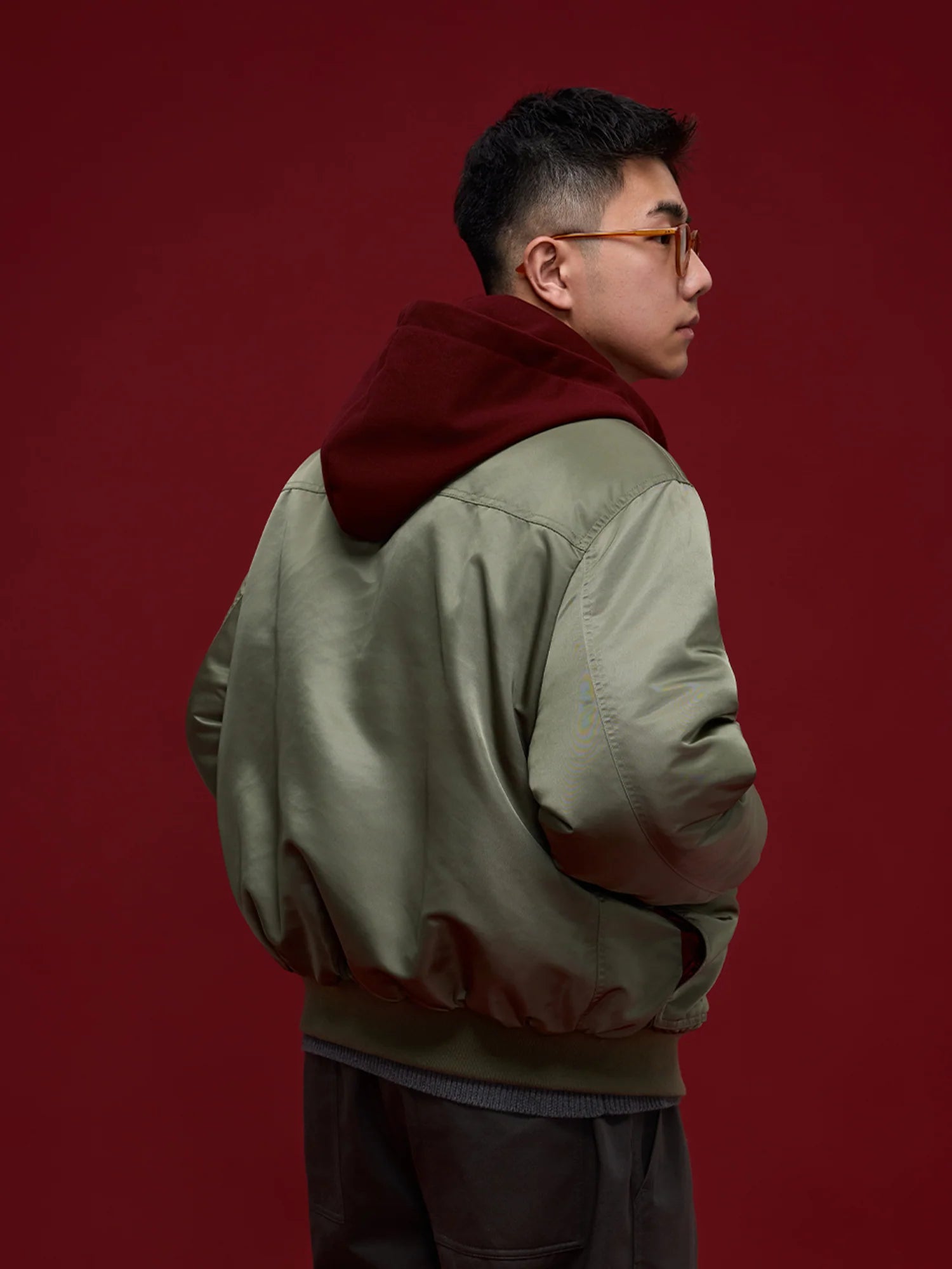 BANANA CLUB Glossy Utility Padded Bomber Jacket