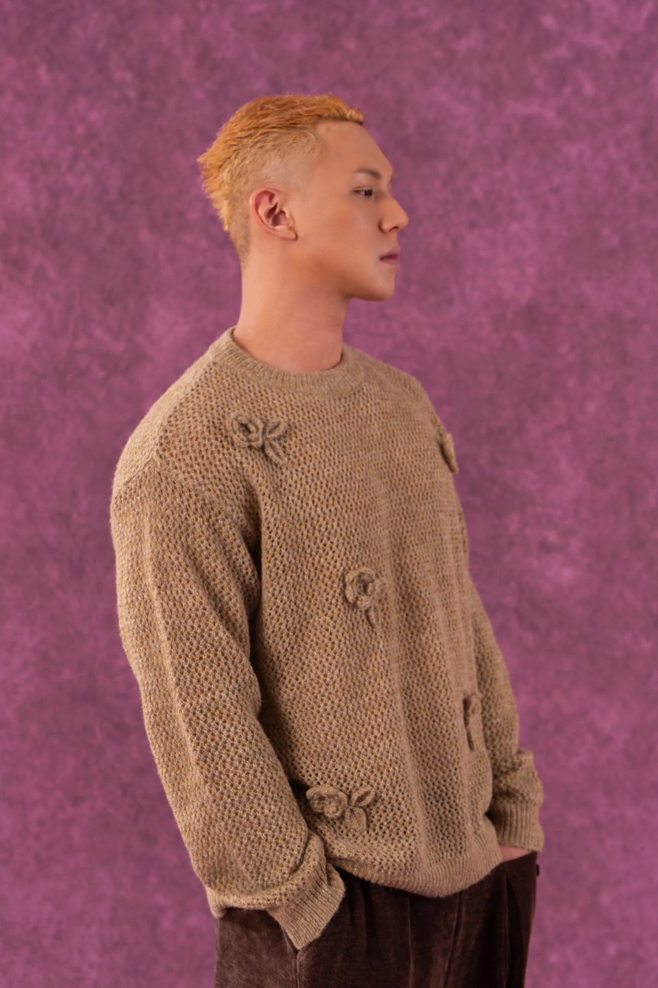 CLP Crochet Rose Wool-Blend Sweater