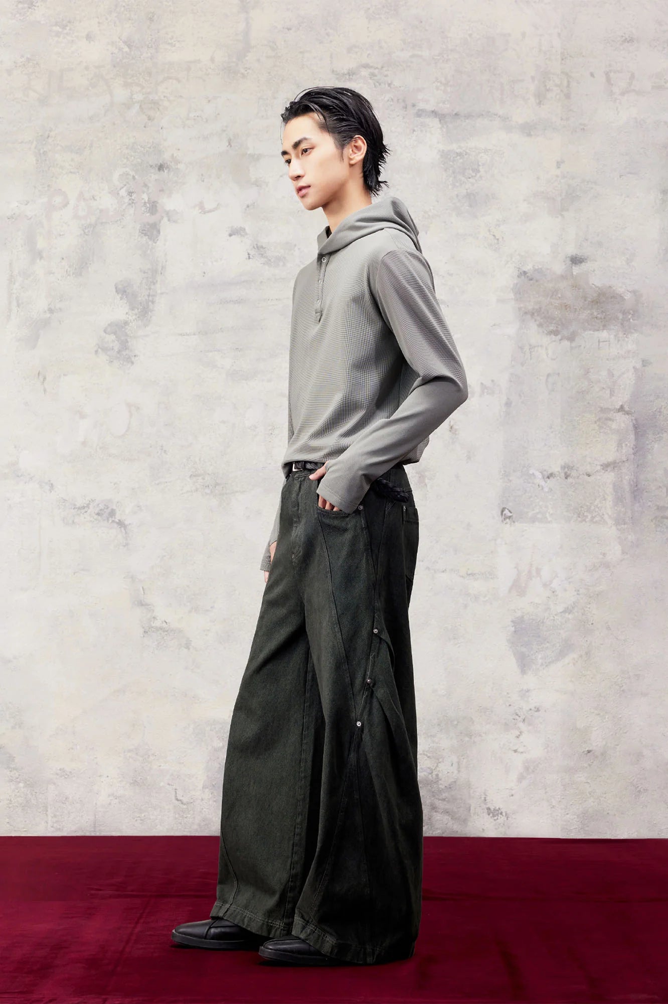 ALVNG AR ANTS Slanted Rivet-Paneled Jeans