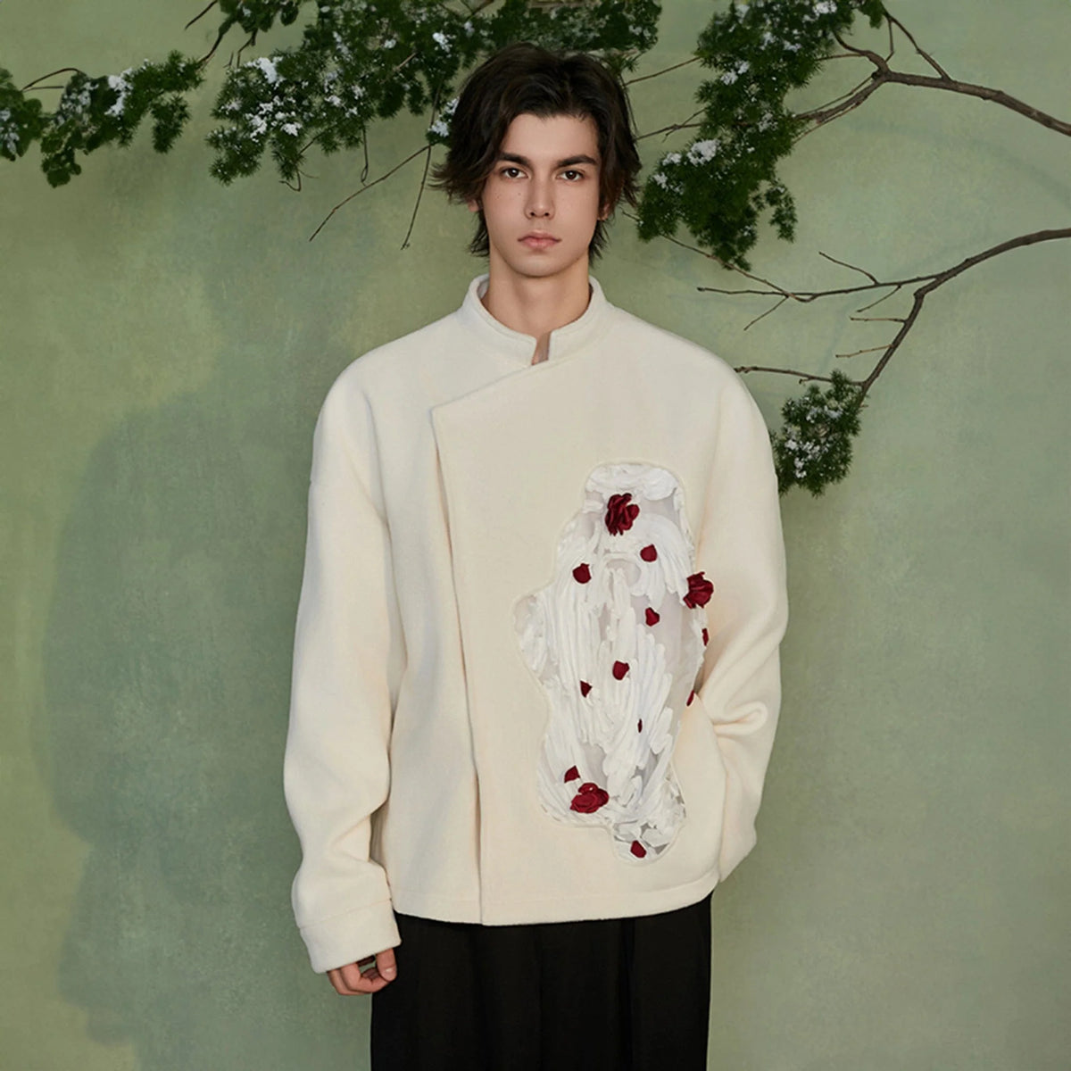 JIECHI Pond Bloom Mandarin Collar Blazer