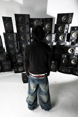 PCCVISION Washed Spliced Wrinkled Baggy Jeans
