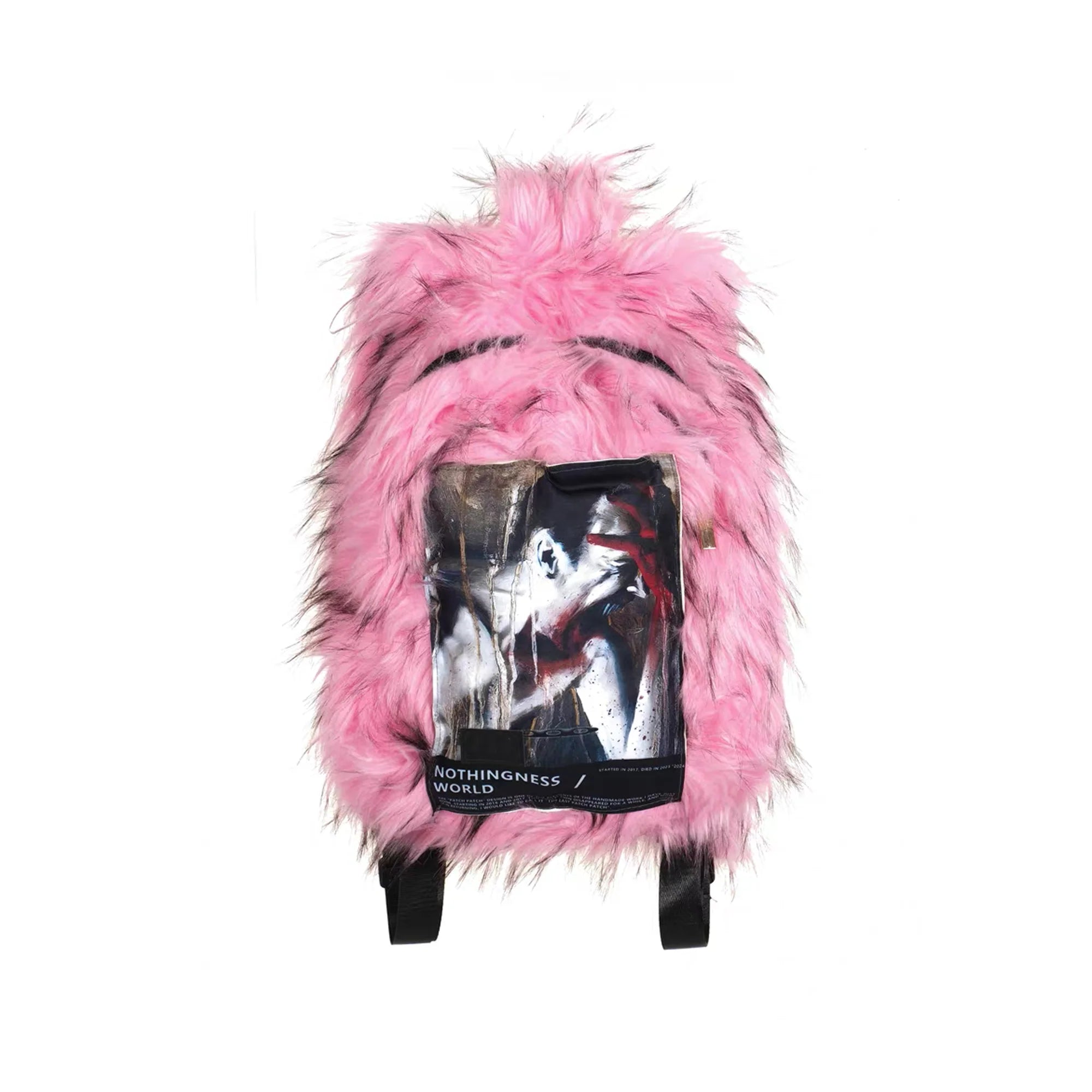 NOTHINGNESS WORLD Shaggy Faux Fur Graphic-Patch Backpack