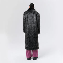 VANN VALRENCE Shaggy Layered Faux Fur Long Coat