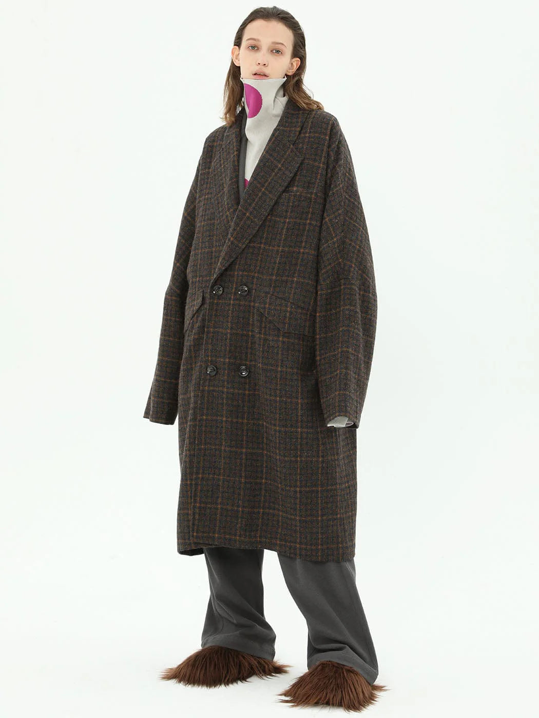 MIICHOUS Plaid Wool Oversized Coat