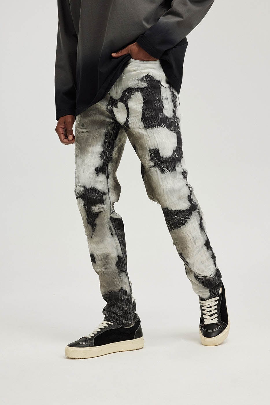 BONELESS Distressed Stitches Jeans