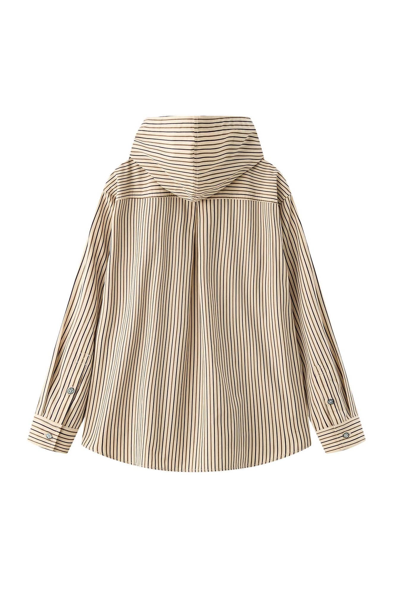 ORGANIC EMOTION Striped Drawstring Hooded Shirt