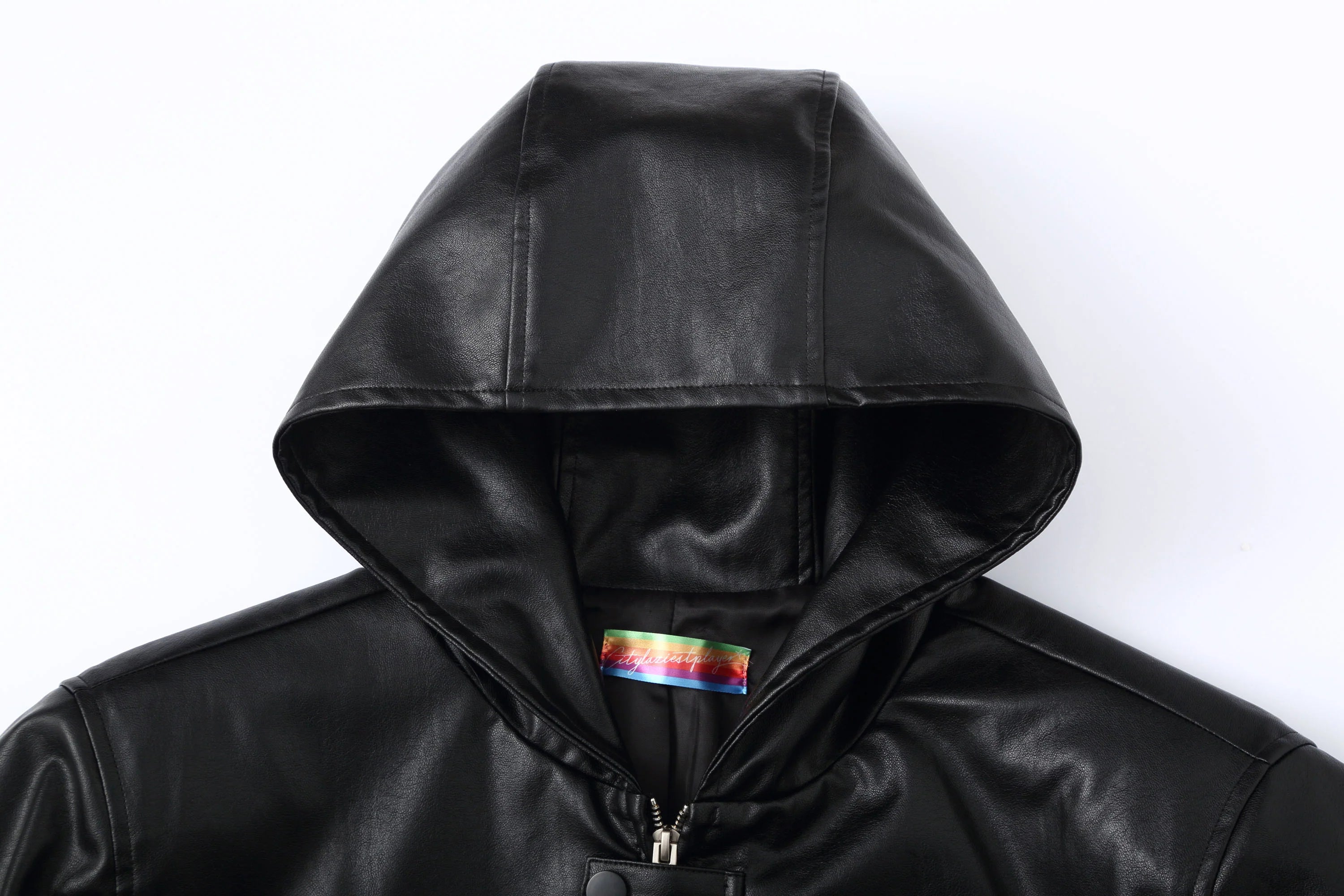 CLP Badge Patch Hooded PU Jacket