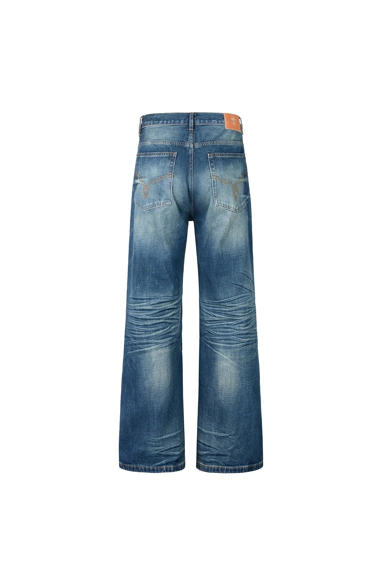 OKAYTHXBYE Wrinkled Washed Wide-Leg Jeans