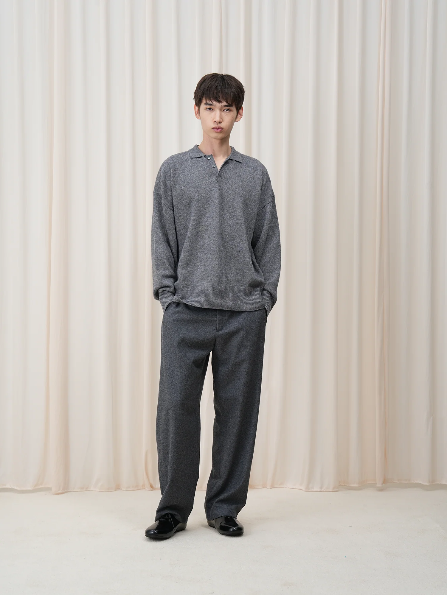 OUYANG WENJUN Essential Wool-Blend Polo Sweater