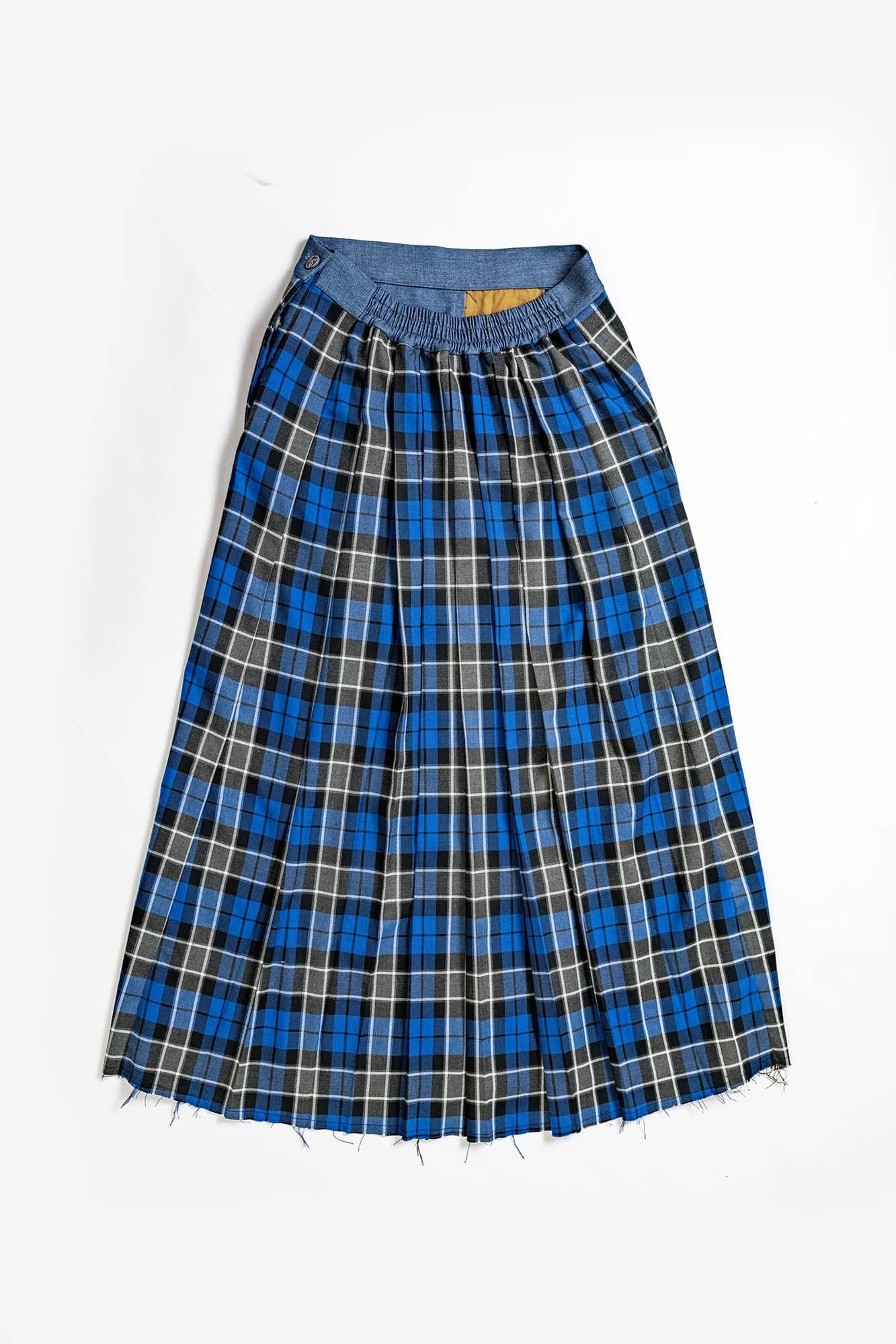 KADAKADA Paneled Reversible Plaid Raw-Edge Maxi Skirt