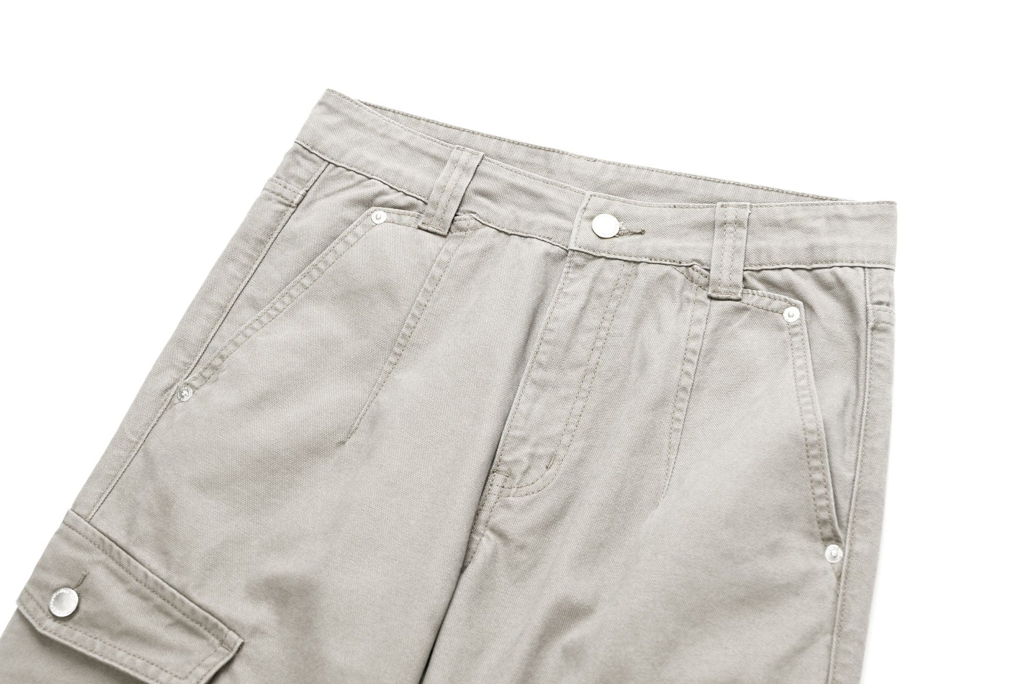 OKAYTHXBYE Washed Button Flap-Pocket Cargo Pants