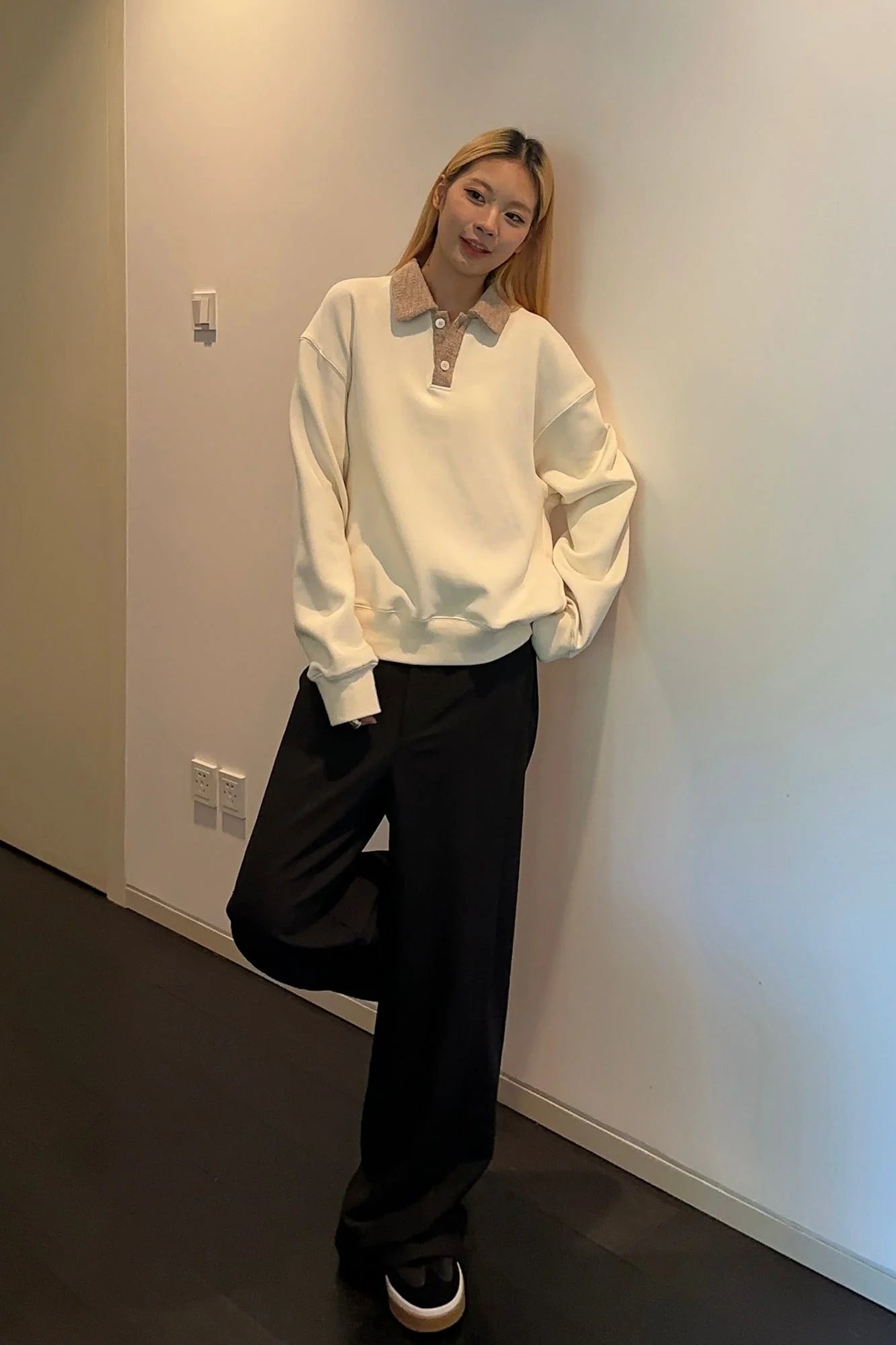 OKAYTHXBYE Flexweave Contrast Collar Sweatshirt