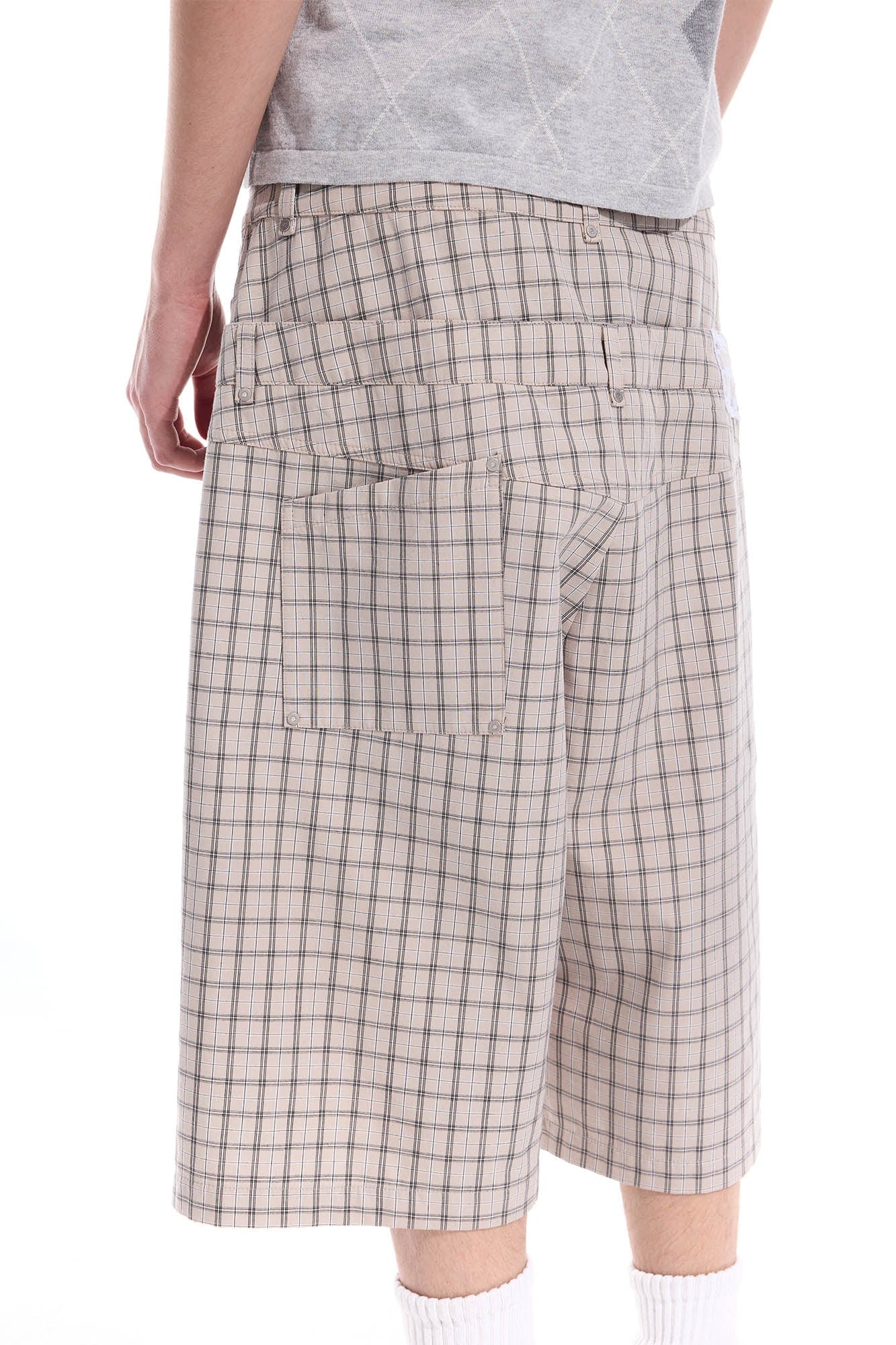 WHISTLEHUNTER Plaid Double-Waist Strap Shorts