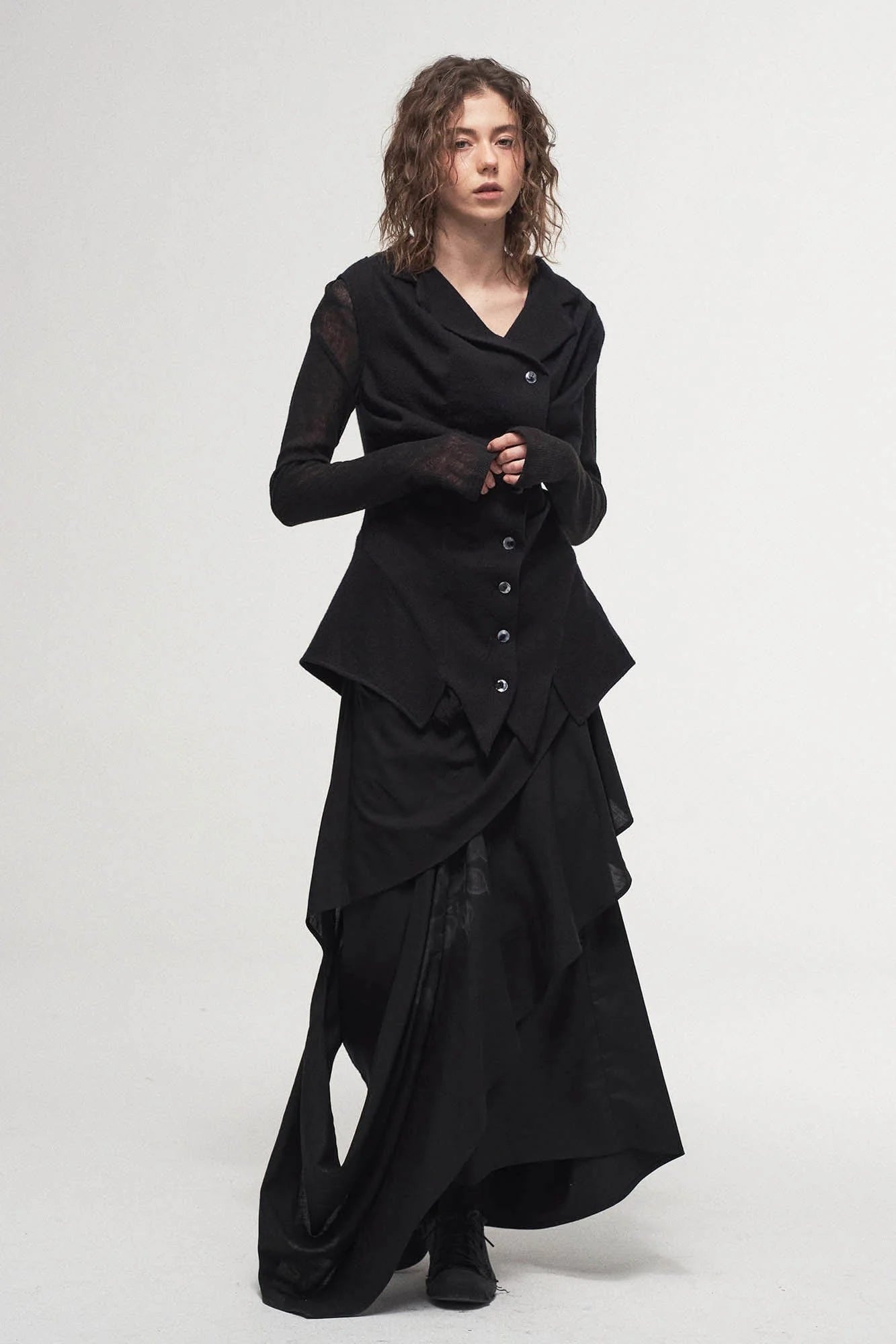 ILNya Nieternite Nifutur Asymmetrical Draped Layered Mulberry Silk Skirt