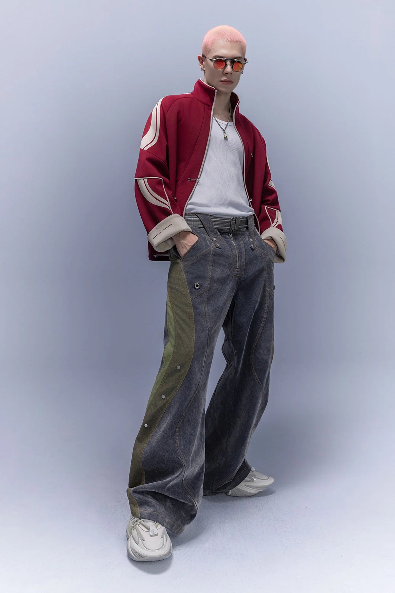 XIPHEVIL Contrast-Paneled Raglan Track Jacket Red