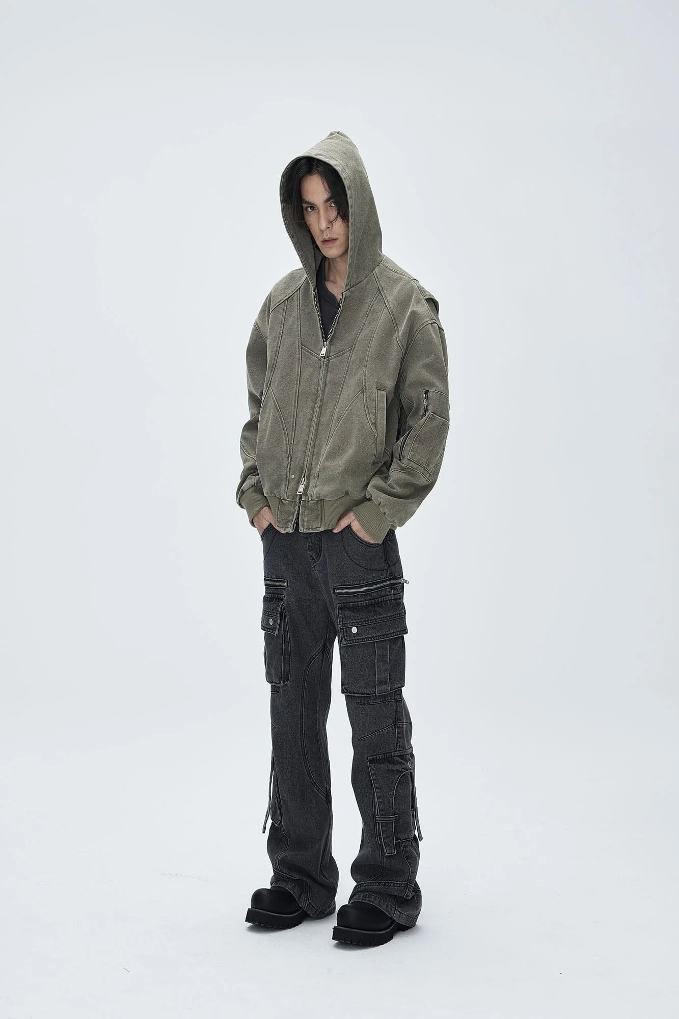 CATSSTAC Deconstructed Paneled Washed Hooded Jacket
