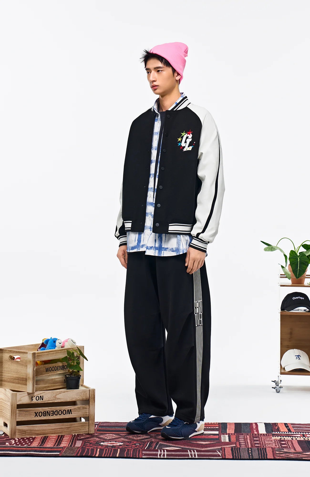 OVERLAPS Striped Panel Track Pants