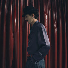 TRECLUB Glossy Embroidered-Placket Drapey Shirt