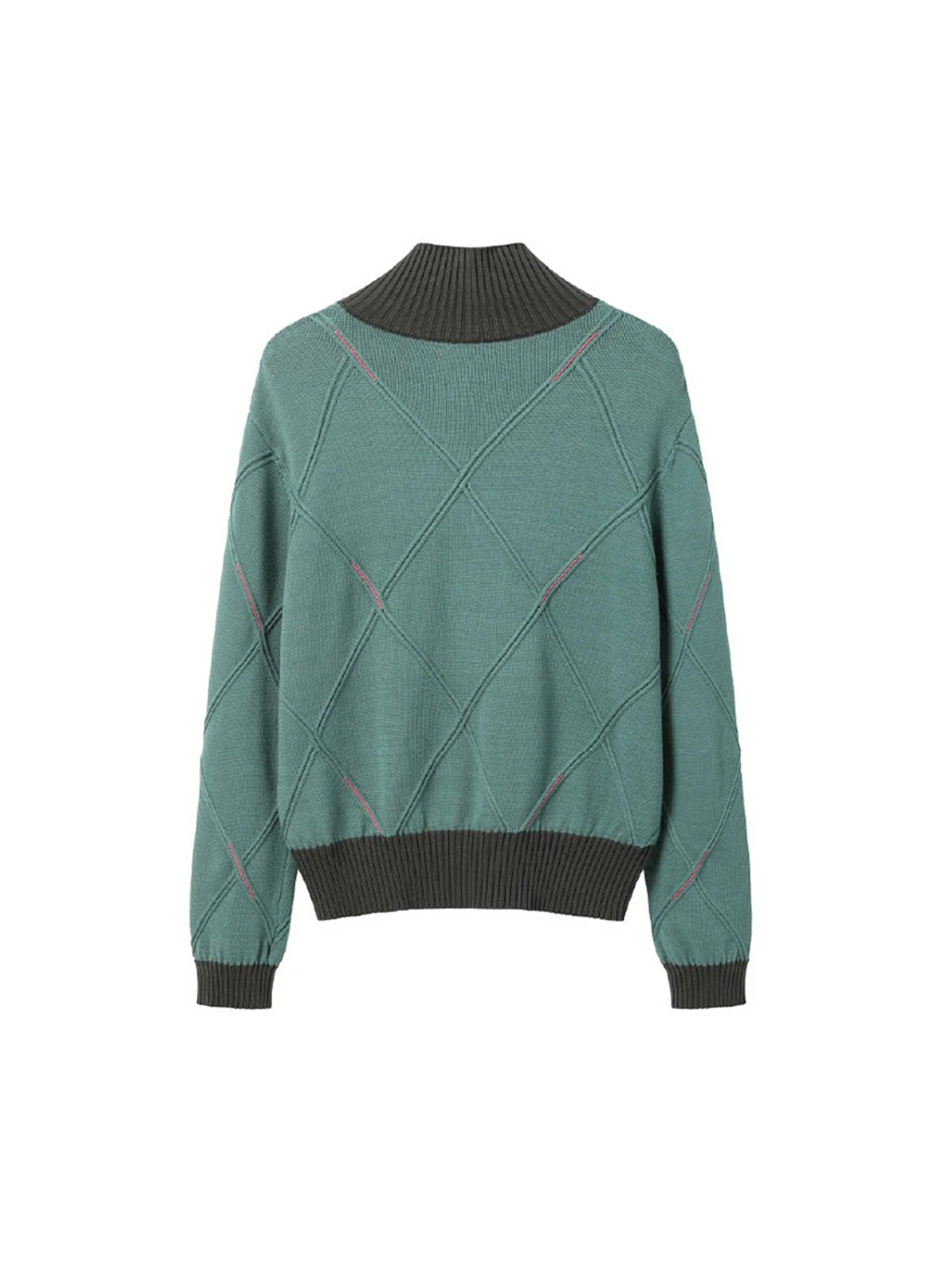 ALVNG AR ANTS Geometric Stitch Zip-Up Sweater