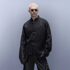 XIPHEVIL Tech Wool-Blend Mandarin Button-Up Jacket