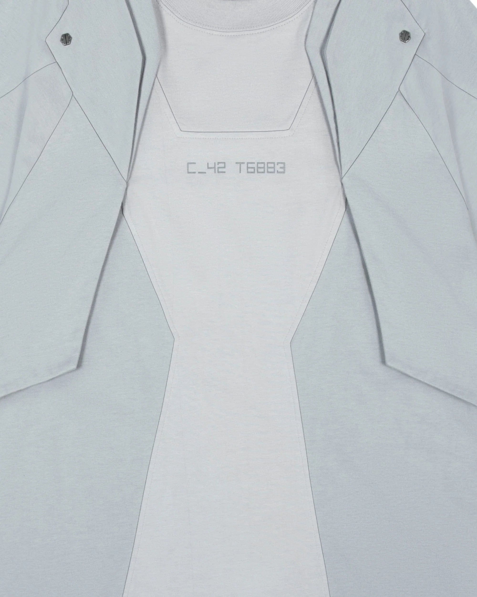 XIPHEVIL Deep Zone Deconstructed Armor Rivet T-Shirt Light Grey
