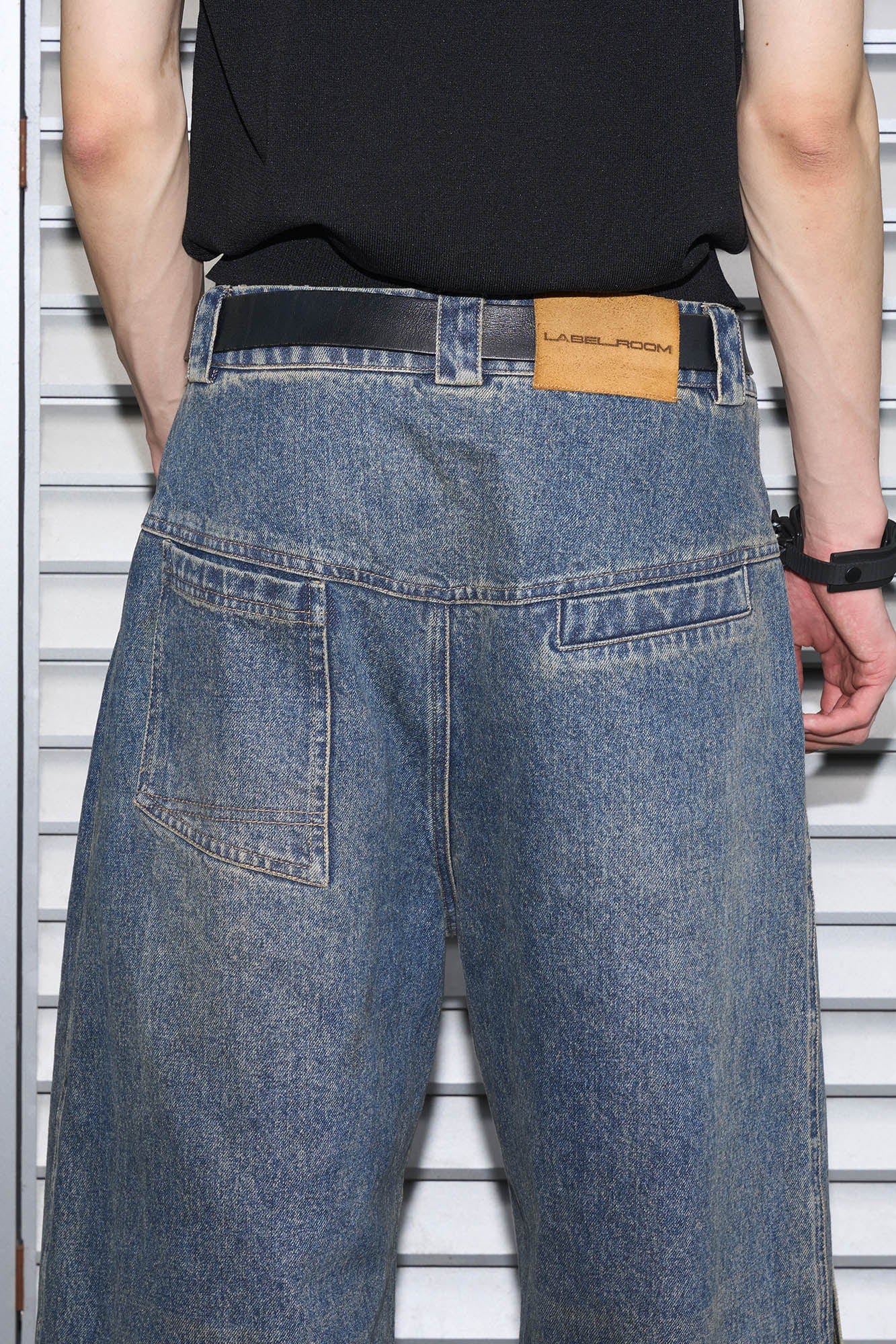 LABELROOM Retro Flap Pocket Panel Wide-Leg Pants