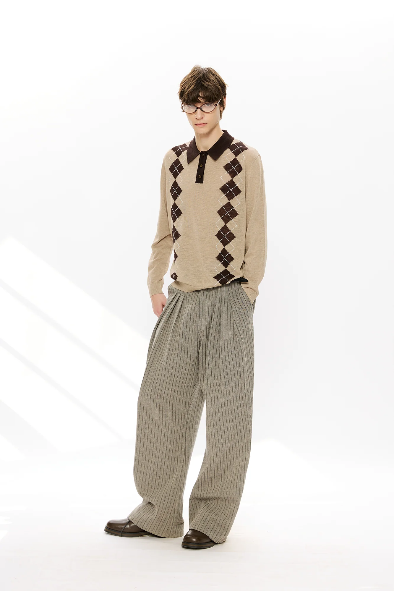 KREATE Retro Argyle Polo Sweater