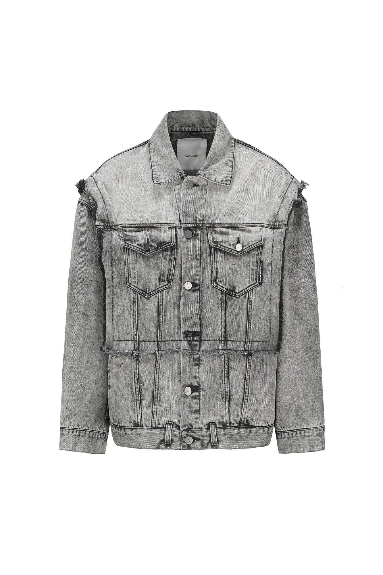VANN VALRENCE Structural Panel Acid-Washed Oversized Denim Jacket