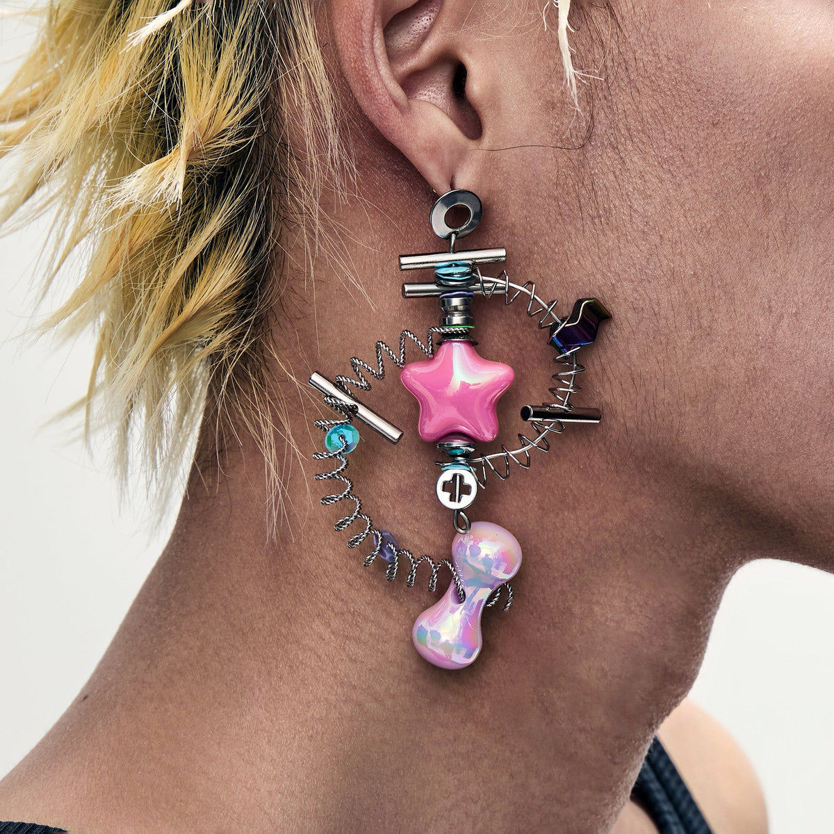 NUNKNOTX Industrial Candy Coil Earring