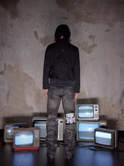 NOTHINGNESS WORLD Distressed Ripple-Wash Graphic Denim Pants