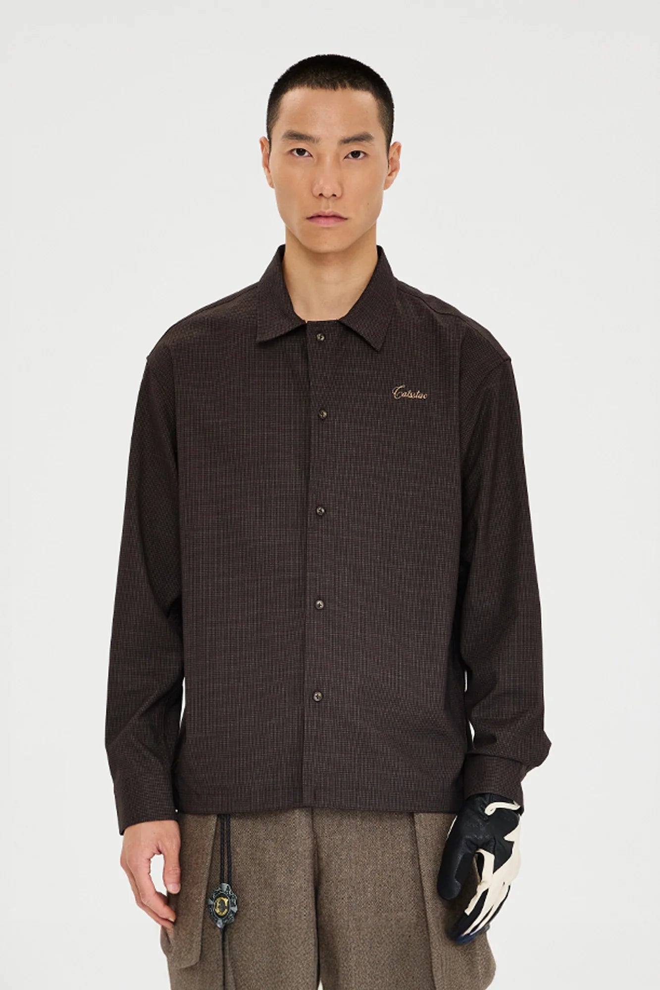 CATSSTAC Retro Gingham Drawstring Hem Boxy Shirt